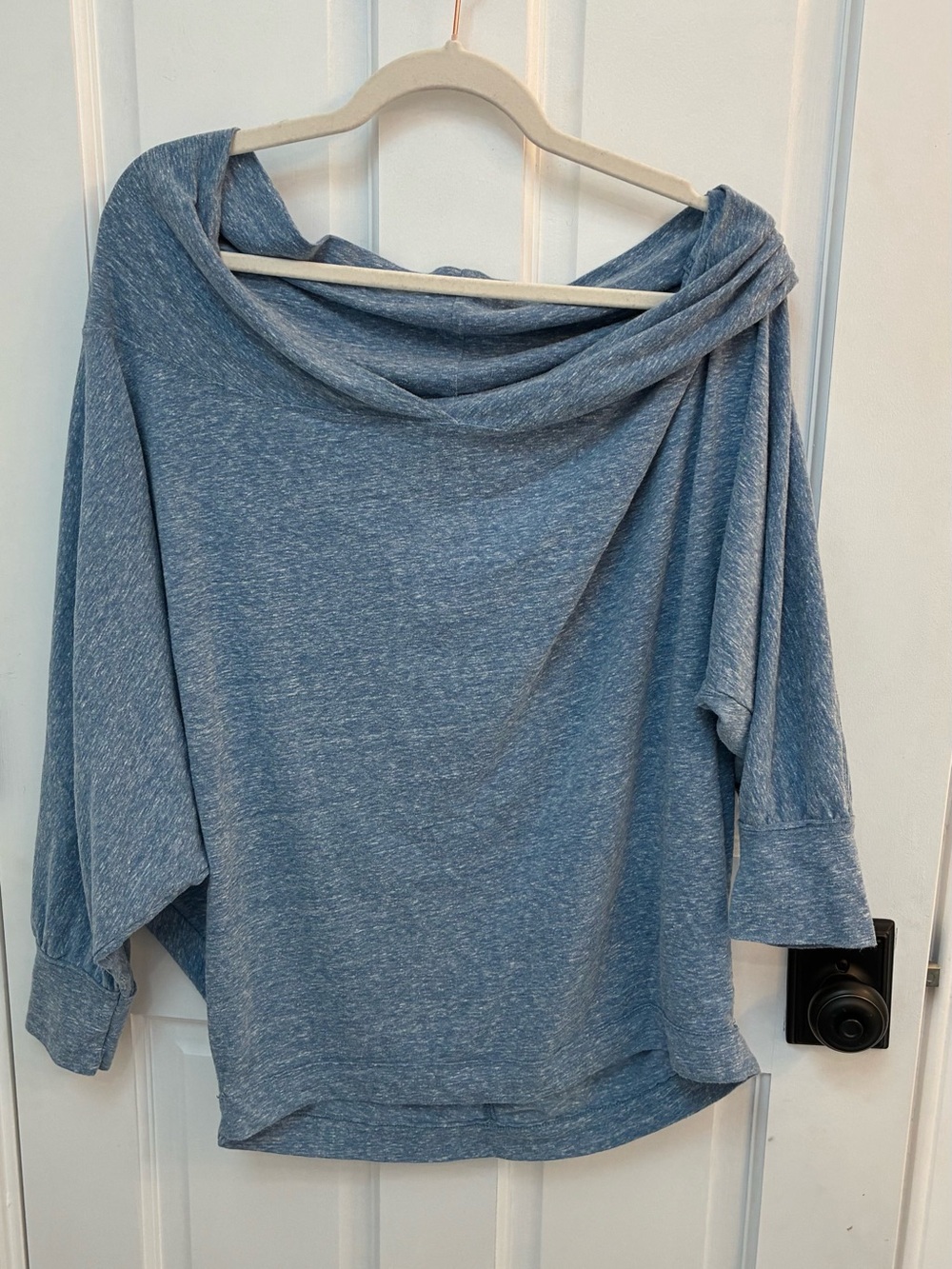 We The Free Heathered Light Blue Cowl Neck Sweater